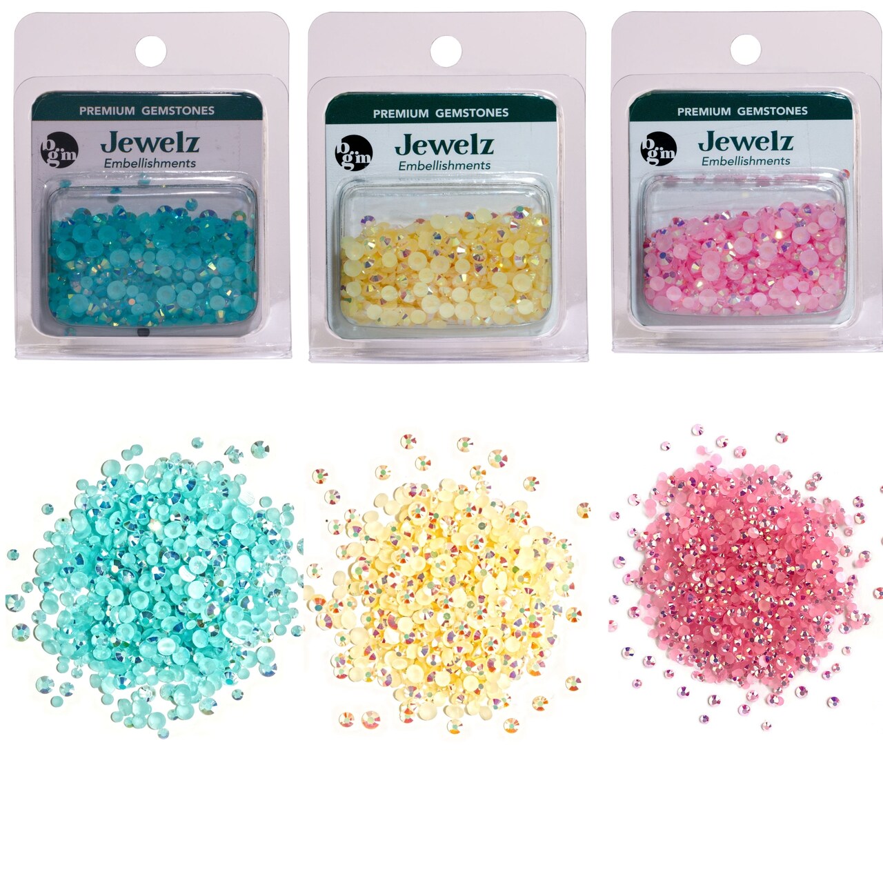 Buttons Galore and More Flat Back Jewelz Bundle in Pastel Iridescent Colors - Over 2000 Gems